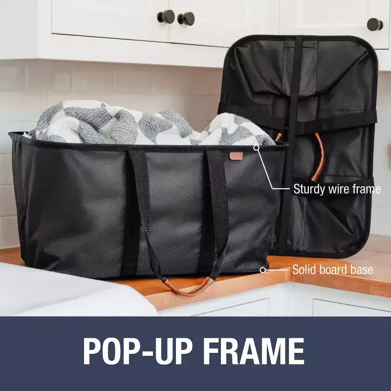 Panier à linge fourre-tout pliable, polyester recyclé, capacité de 50L, conception pop-up – 56 cm L x 56 cm l x 43 cm H