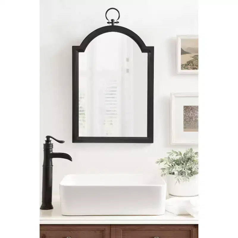 Miroir Mural Cintre Noir 45,7x76,2 cm – Style Ferme, Mural