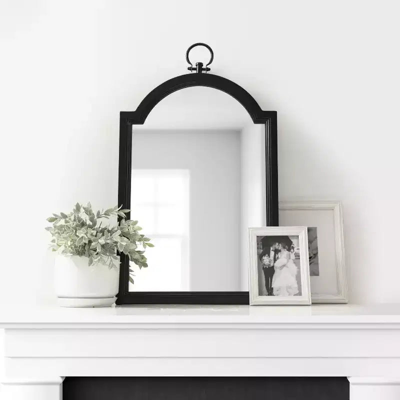 Miroir Mural Cintre Noir 45,7x76,2 cm – Style Ferme, Mural