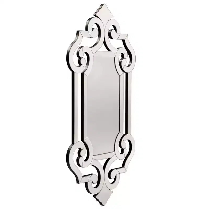 Miroir mural rectangulaire 54"x14" en pied avec cadre en verre orné