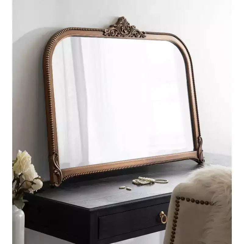 Miroir mural arqué 40"x30" avec cadre doré orné