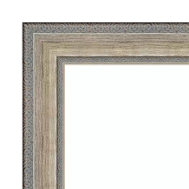 Miroir mural de salle de bain rectangulaire encadré en bois 41"x29" – Argent champagne, bords non biseautés, fixation murale