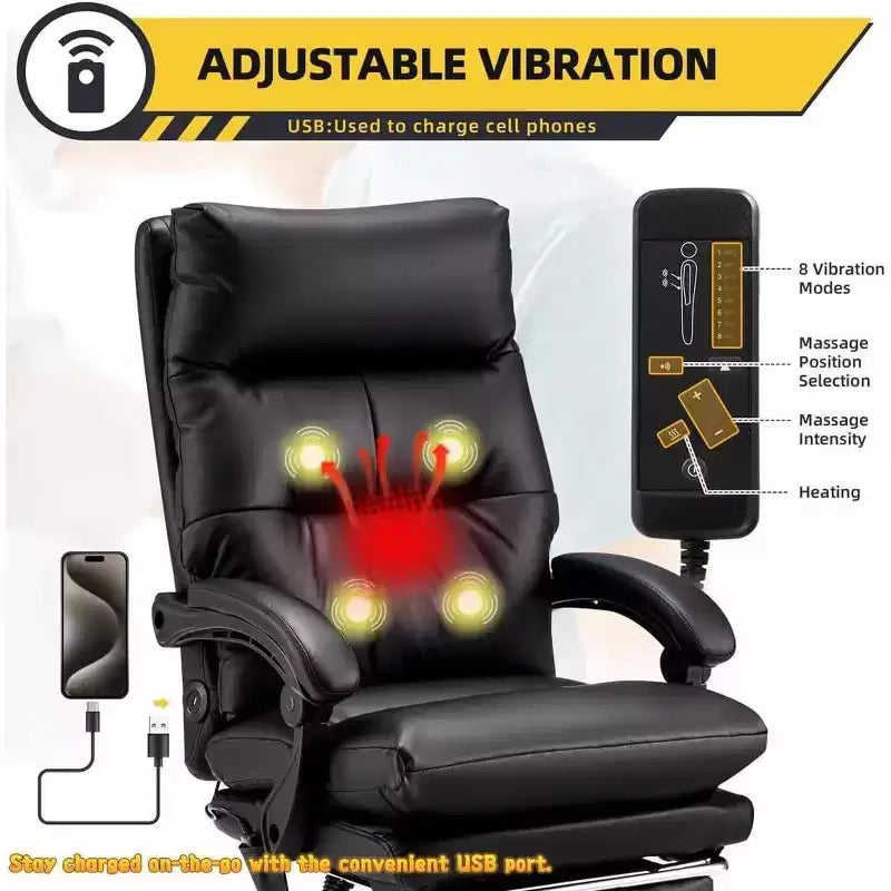 Fauteuil de bureau de direction de massage 4 points avec repose-pieds