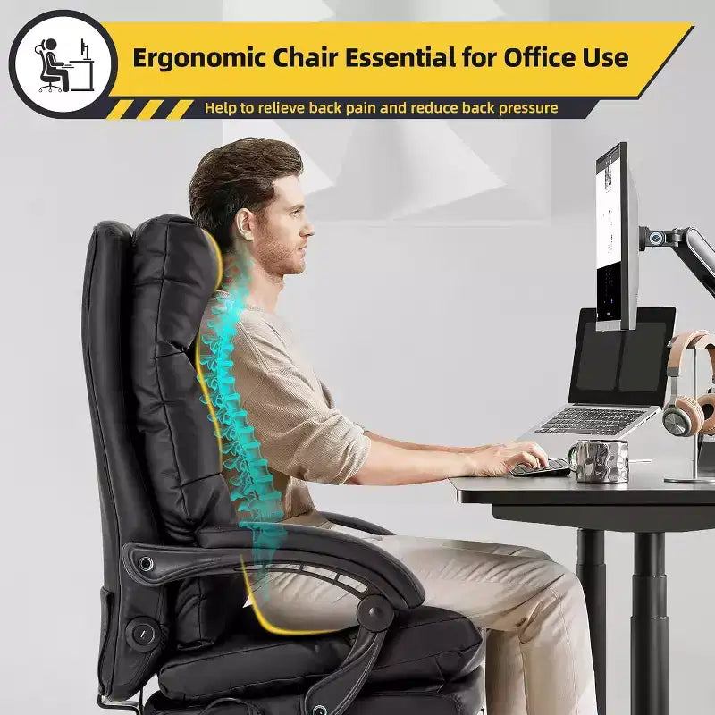 Fauteuil de bureau de direction de massage 4 points avec repose-pieds