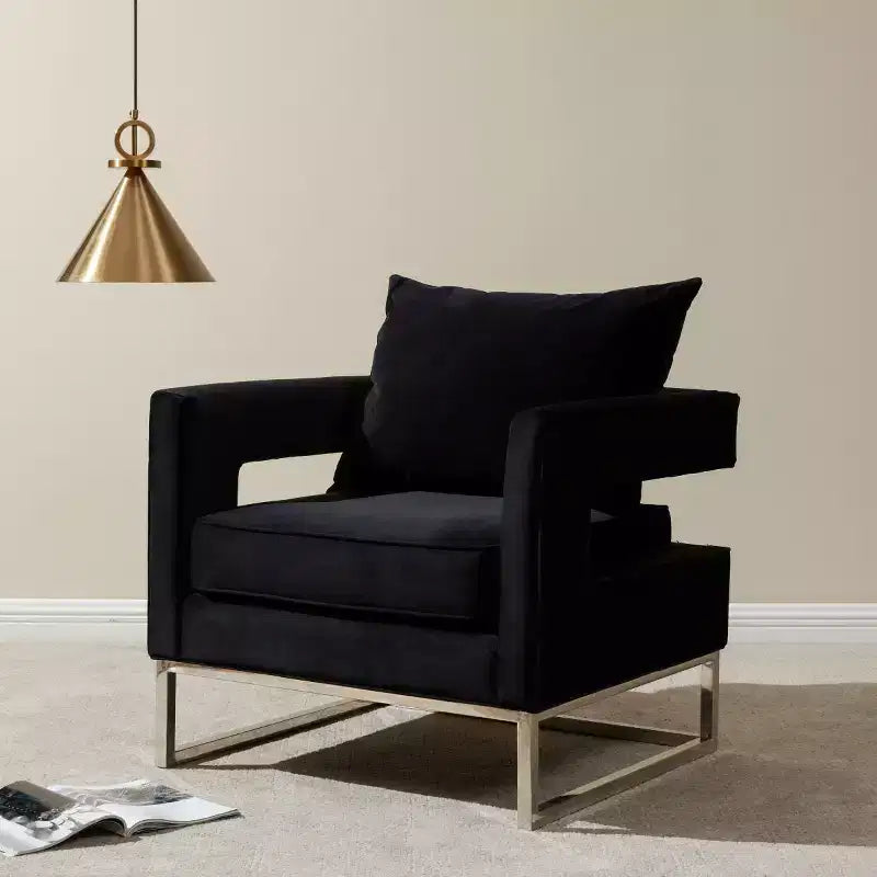 Fauteuil club capitonné avec pieds chromés – Assise 60,5 cm (L) x 50 cm (P) x 48 cm (H), Supporte 125 kg, Mélange de coton