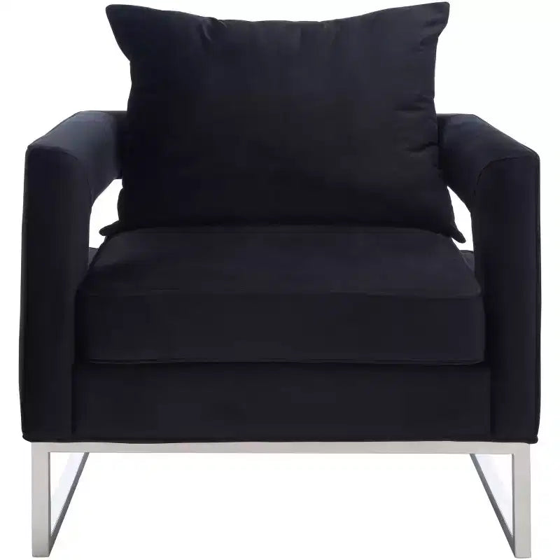 Fauteuil club capitonné avec pieds chromés – Assise 60,5 cm (L) x 50 cm (P) x 48 cm (H), Supporte 125 kg, Mélange de coton