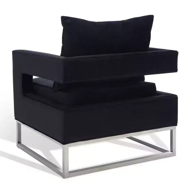 Fauteuil club capitonné avec pieds chromés – Assise 60,5 cm (L) x 50 cm (P) x 48 cm (H), Supporte 125 kg, Mélange de coton
