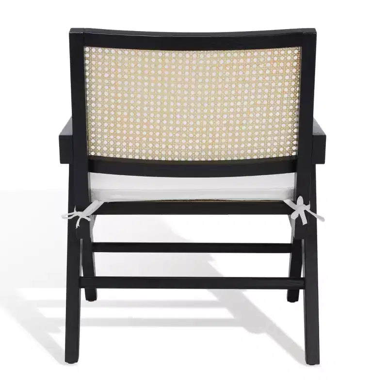 Fauteuil d'appoint en rotin avec cadre en frêne et assise en lin – Assise 55,1 cm L x 50 cm P x 39,1 cm H, supporte jusqu'à 124,7 kg