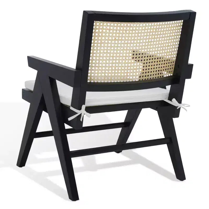 Fauteuil d'appoint en rotin avec cadre en frêne et assise en lin – Assise 55,1 cm L x 50 cm P x 39,1 cm H, supporte jusqu'à 124,7 kg