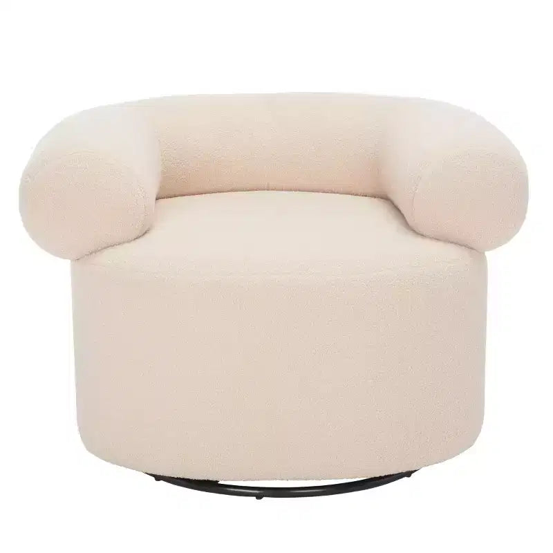 Fauteuil pivotant avec cadre en pin et revêtement en polyester – Siège 49 cm L x 60 cm P x 46 cm H, supporte 125 kg