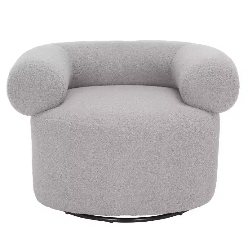 Fauteuil pivotant avec cadre en pin et revêtement en polyester – Siège 49 cm L x 60 cm P x 46 cm H, supporte 125 kg