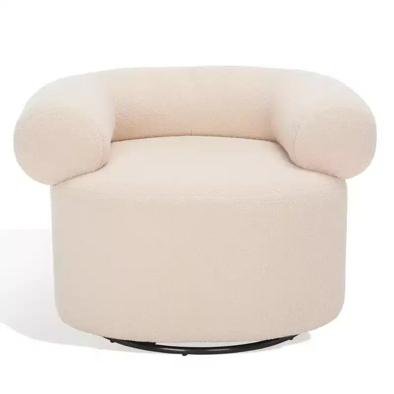 Fauteuil pivotant avec cadre en pin et revêtement en polyester – Siège 49 cm L x 60 cm P x 46 cm H, supporte 125 kg