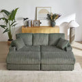 Canapé 3 places en velours côtelé de 84 pouces avec poufs de rangement et porte-gobelets – 84" L x 33,5" H