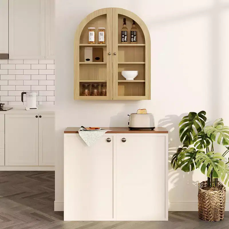 Armoire de rangement murale avec portes en acrylique et étagères réglables