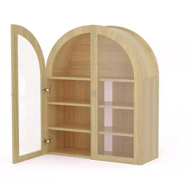 Armoire de rangement murale avec portes en acrylique et étagères réglables