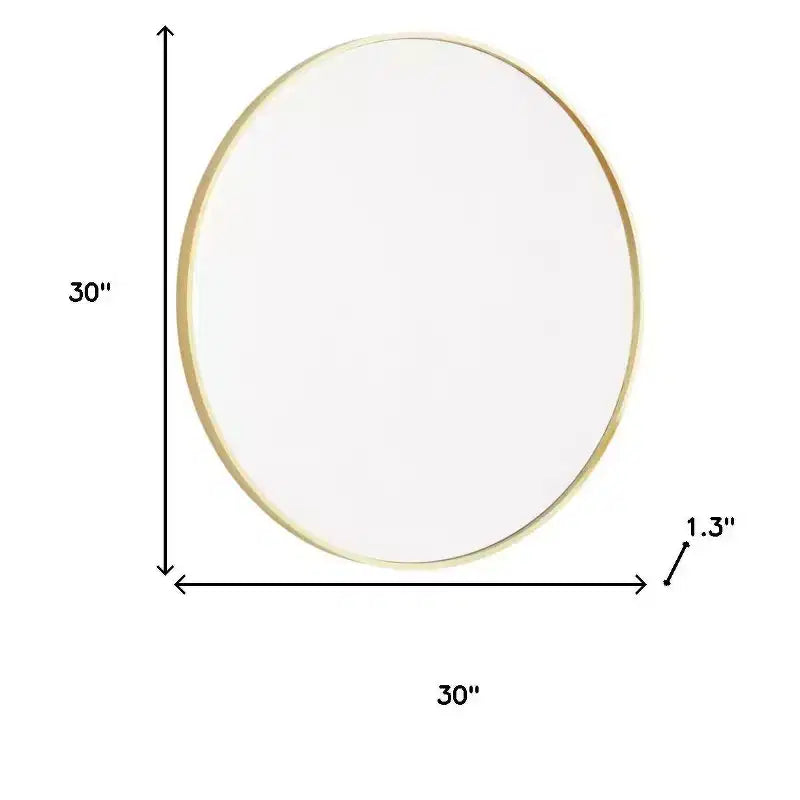 Miroir de salle de bain rond encadré en métal doré de 76,2 cm