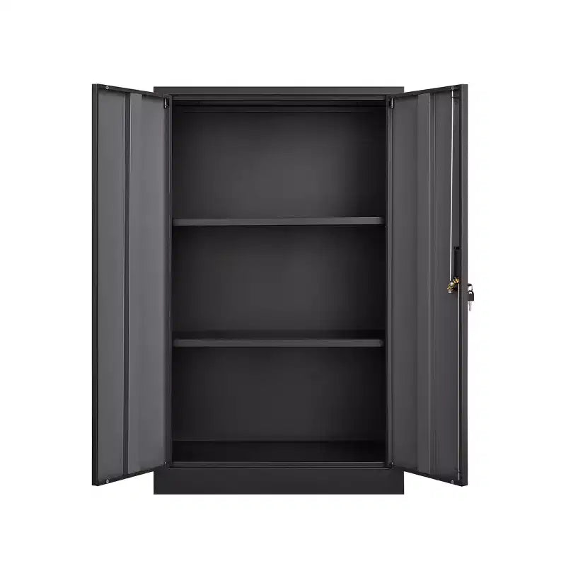 Armoire de rangement pliante en métal de 27,5 po avec portes verrouillables et étagères réglables, noir