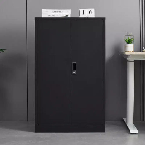 Armoire de rangement pliante en métal de 27,5 po avec portes verrouillables et étagères réglables, noir