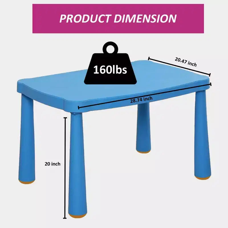 Table d'activité rectangulaire pour enfants avec coins de sécurité arrondis