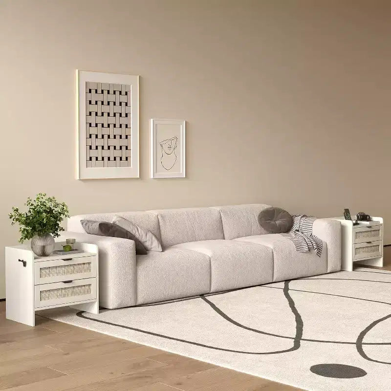Table de chevet en rotin avec station de charge, table de chevet bohème à 2 tiroirs avec ports Type-C et USB