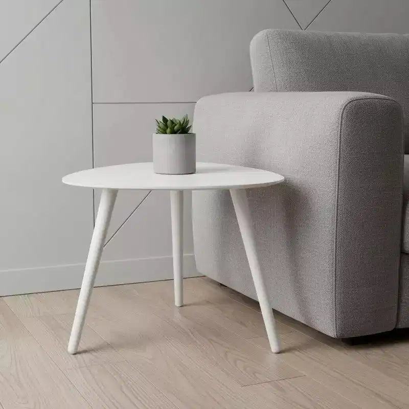 Table d'appoint triangulaire en aluminium – 35,5 cm H x 48,2 cm L x 43,1 cm P, Blanc, Plateau de 1,2 cm d'épaisseur