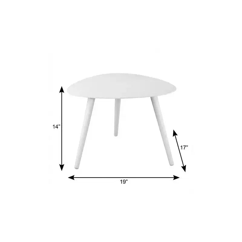 Table d'appoint triangulaire en aluminium – 35,5 cm H x 48,2 cm L x 43,1 cm P, Blanc, Plateau de 1,2 cm d'épaisseur