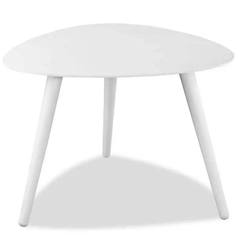 Table d'appoint triangulaire en aluminium – 35,5 cm H x 48,2 cm L x 43,1 cm P, Blanc, Plateau de 1,2 cm d'épaisseur