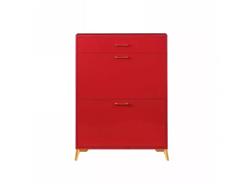 Meuble à chaussures autoportant avec 2 tiroirs basculants, intérieur à 2 niveaux et étagère inférieure en métal, peut contenir 12 paires – 81,3 cm (L) x 25,4 cm (P) x 109,2 cm (H)