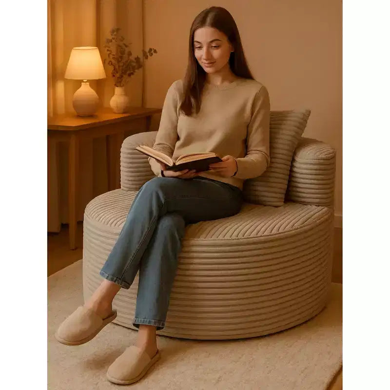 Canapé-lit en velours côtelé, revêtement en polyester côtelé, coussin haute densité, aucun assemblage requis, gris fumée – 44,9"L x 41,3"P x 23"H