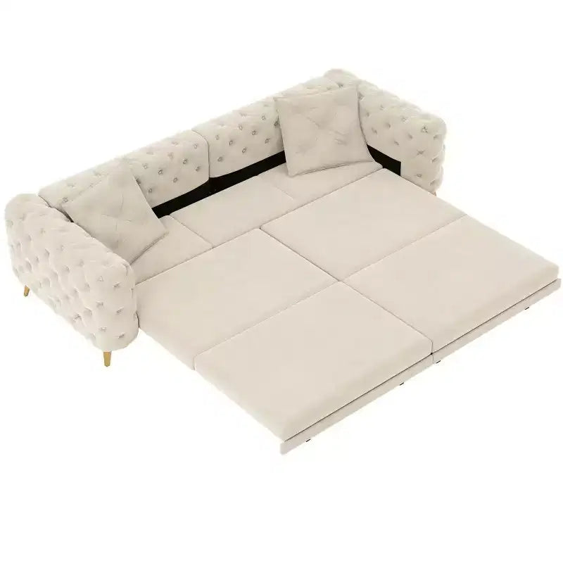Canapé-lit convertible 3-en-1 King Size avec pouf mobile – 97,7"l x 37,4"P x 28"H, Revêtement en velours