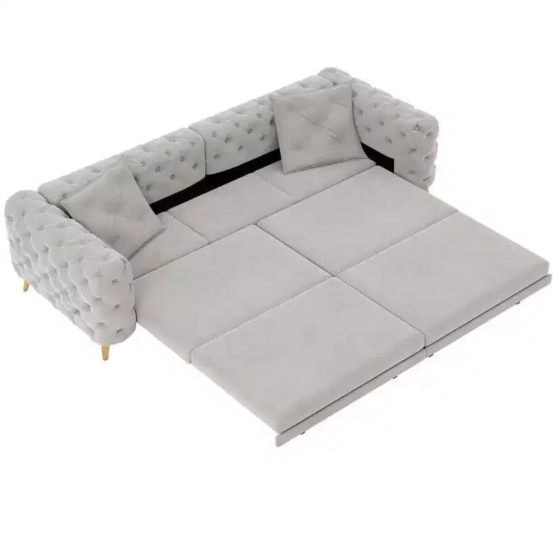 Canapé-lit convertible 3-en-1 King Size avec pouf mobile – 97,7"l x 37,4"P x 28"H, Revêtement en velours