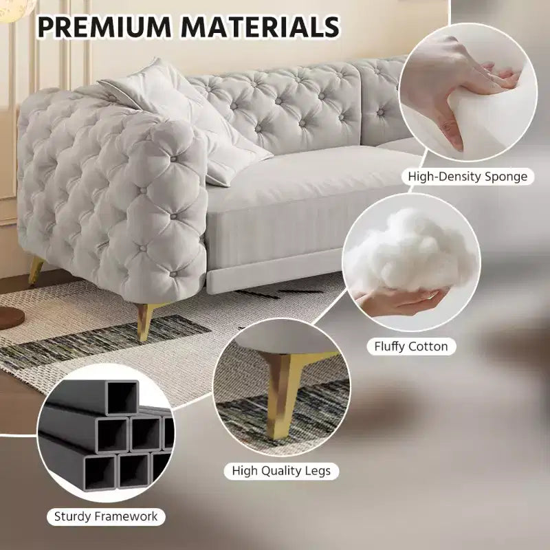 Canapé-lit convertible 3-en-1 King Size avec pouf mobile – 97,7"l x 37,4"P x 28"H, Revêtement en velours