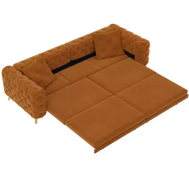 Canapé-lit convertible 3-en-1 King Size avec pouf mobile – 97,7"l x 37,4"P x 28"H, Revêtement en velours