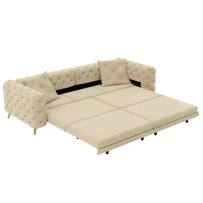 Canapé-lit convertible 3-en-1 King Size avec pouf mobile – 97,7"l x 37,4"P x 28"H, Revêtement en velours