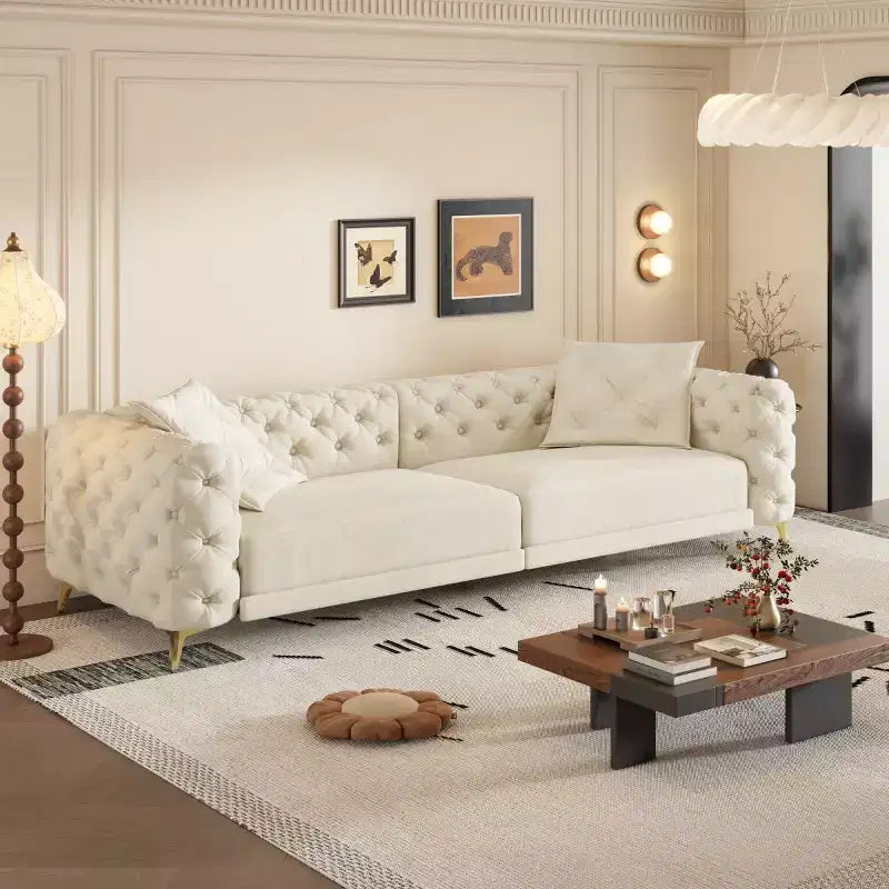 Canapé-lit convertible 3-en-1 King Size avec pouf mobile – 97,7"l x 37,4"P x 28"H, Revêtement en velours