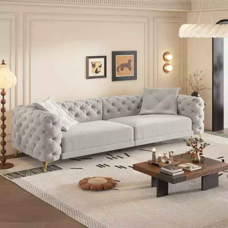 Canapé-lit convertible 3-en-1 King Size avec pouf mobile – 97,7"l x 37,4"P x 28"H, Revêtement en velours
