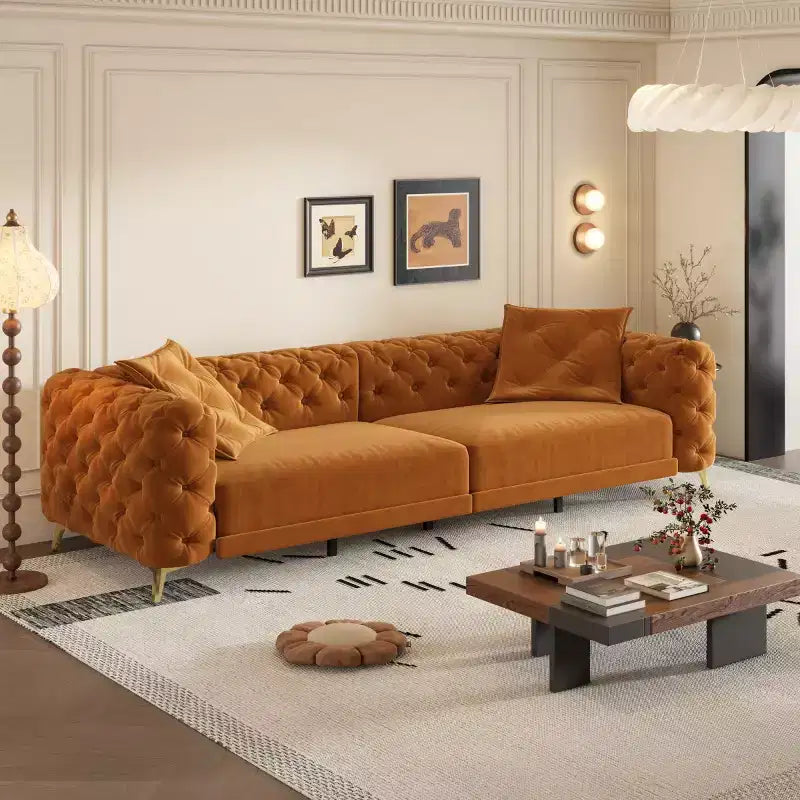 Canapé-lit convertible 3-en-1 King Size avec pouf mobile – 97,7"l x 37,4"P x 28"H, Revêtement en velours