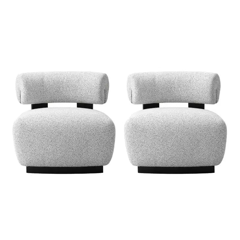Lot de 2 fauteuils d'appoint modernes du milieu du siècle, tissu en polyester tissé, cadre en bois de frêne, aucun assemblage requis – 30,7"L x 32,7"H x 27,2"P, ivoire/noir