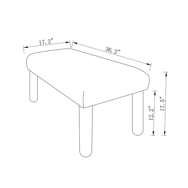 Banc rembourré en bouclette Rouille – Rectangle, structure en bois