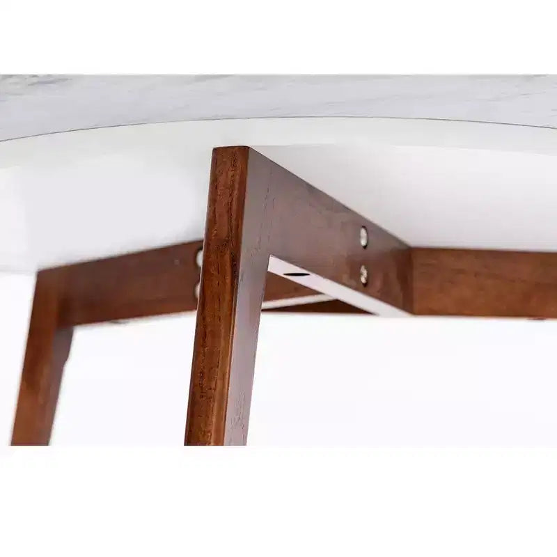 Table d'appoint ronde en marbre avec pieds en orme – 39,4 cm (H) x 39,4 cm (L), plateau en marbre blanc de Carrare