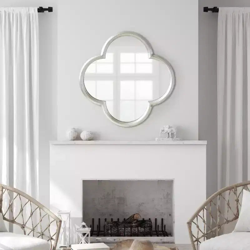 Miroir mural festonné en MDF 28x28 Argent