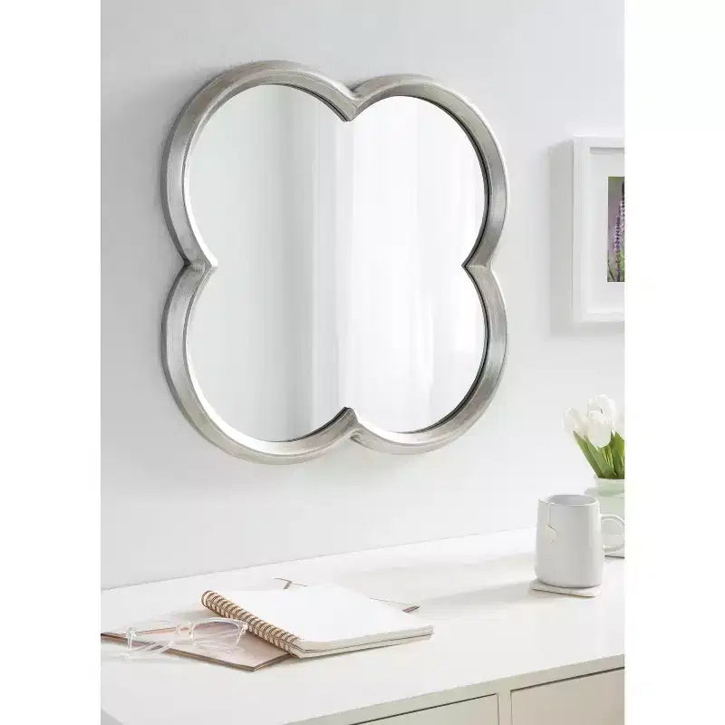 Miroir mural festonné en MDF 28x28 Argent