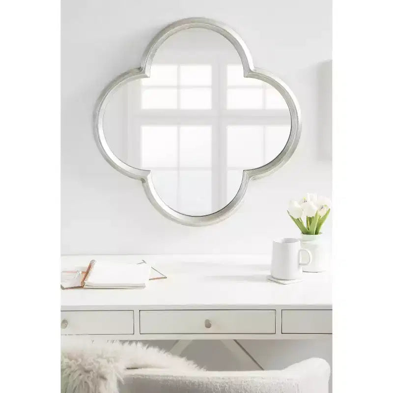 Miroir mural festonné en MDF 28x28 Argent