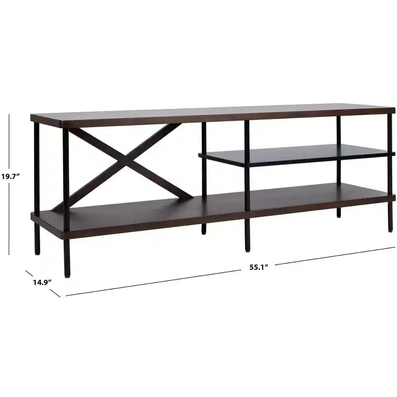 Meuble TV industriel - Noyer et noir, 140 cm, Cadre acajou brillant