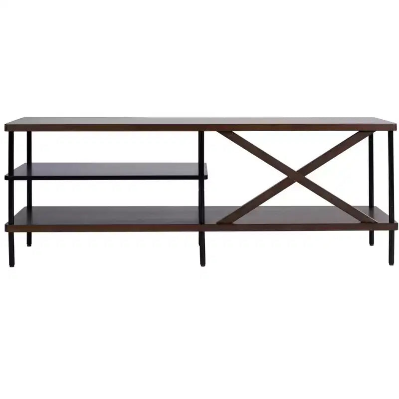 Meuble TV industriel - Noyer et noir, 140 cm, Cadre acajou brillant