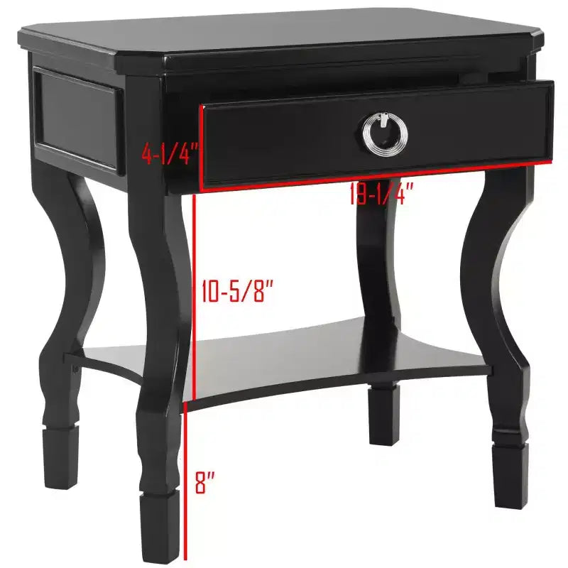 Table de chevet en hévéa à 1 tiroir avec étagère ouverte