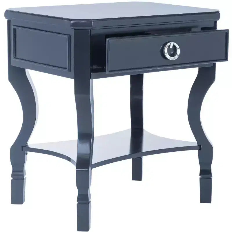 Table de chevet en hévéa à 1 tiroir avec étagère ouverte