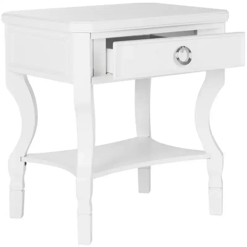 Table de chevet en hévéa à 1 tiroir avec étagère ouverte