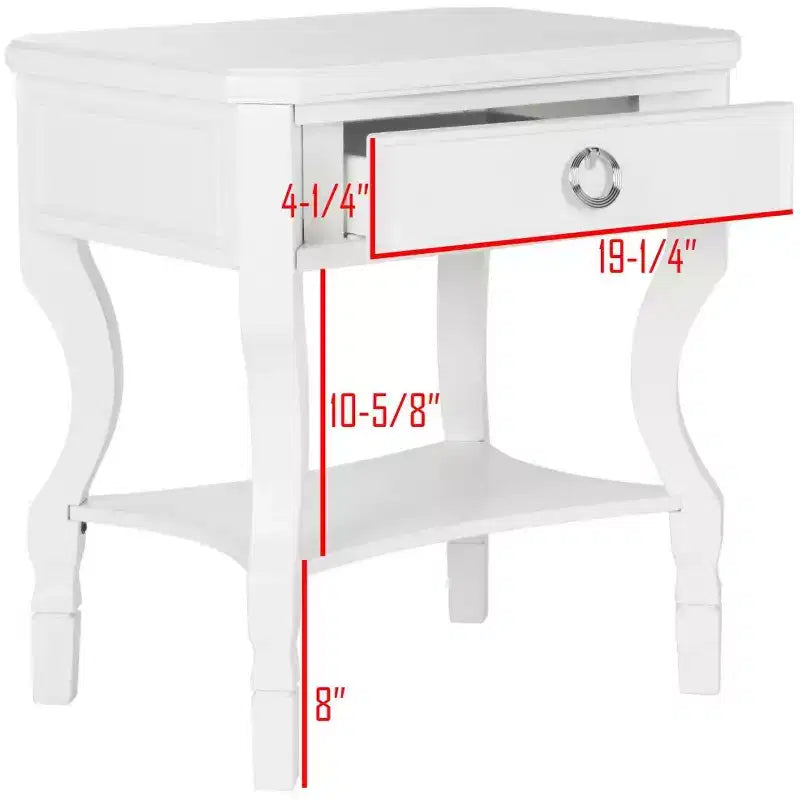 Table de chevet en hévéa à 1 tiroir avec étagère ouverte