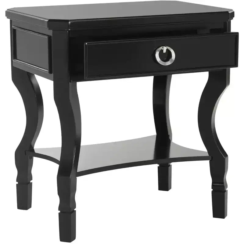 Table de chevet en hévéa à 1 tiroir avec étagère ouverte